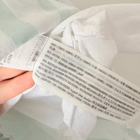 Abercrombie & Fitch Puff Sleeve Midi Dress White Green Stripe Size Small - Picture 9 of 9